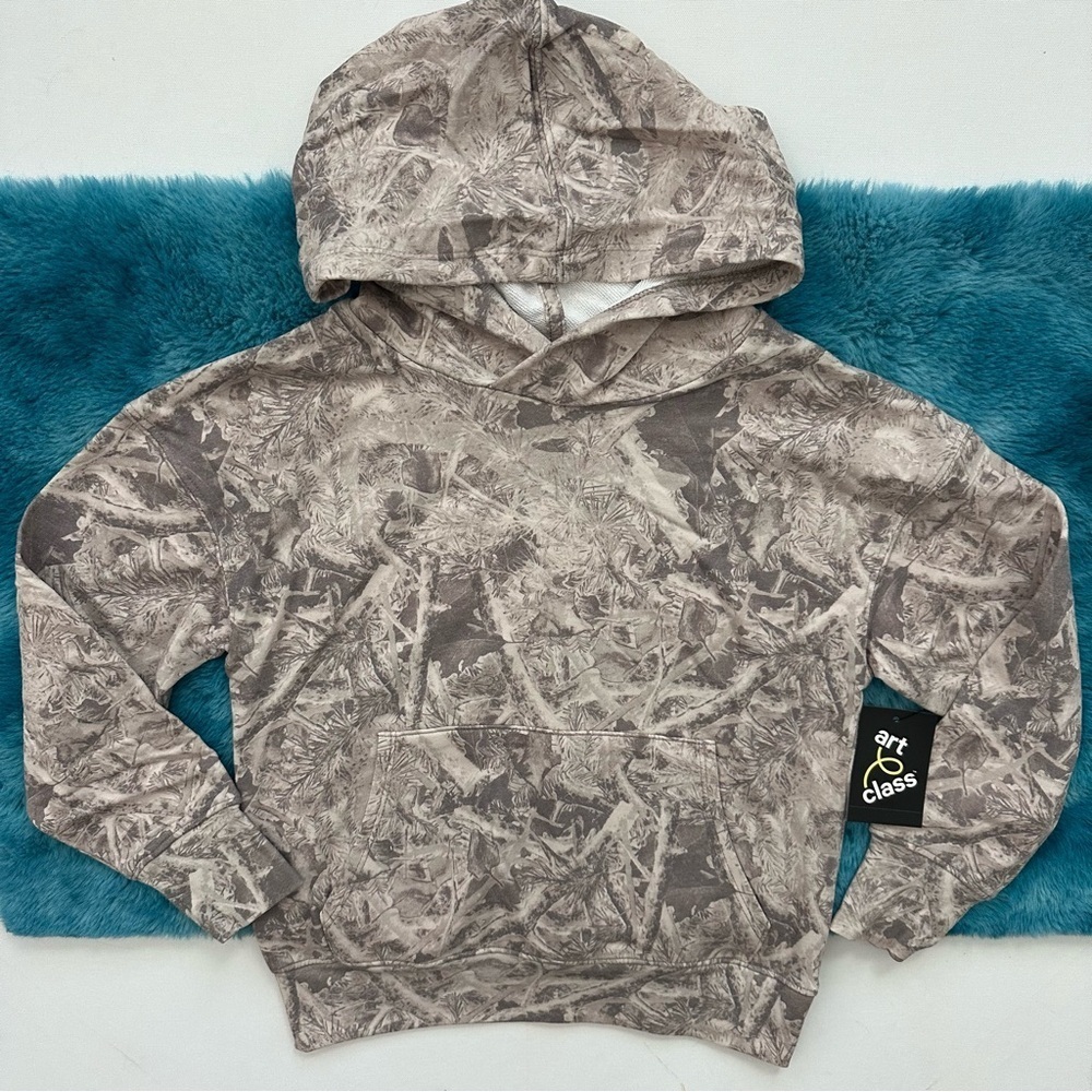Art Class Girls' French Terry Camo Printed Oversized Hoodie Size S